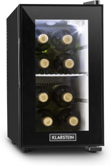 KLARSTEIN Beerlocker S - Mini-Nevera, Nevera para Bebidas, 21 litros, Doble Aislamiento, Luz Interior LED, 70 W, Negro